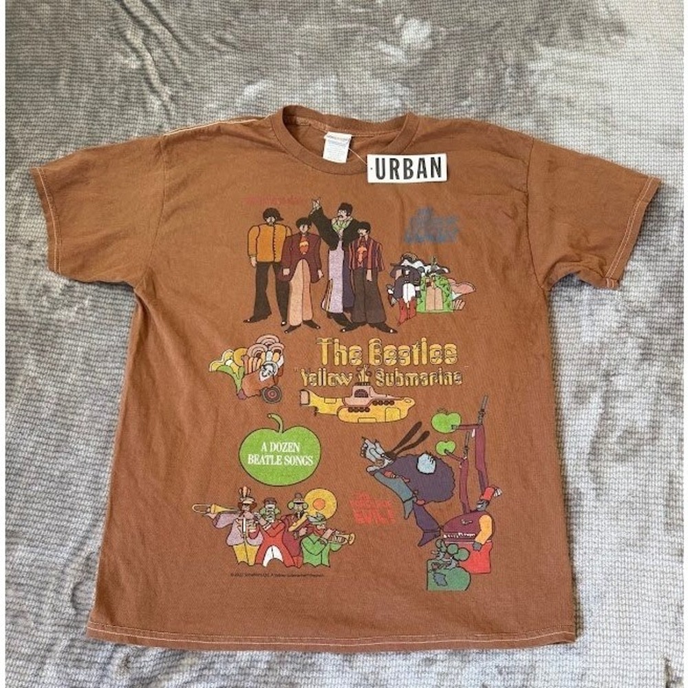 Junk Food The Beatles Yellow Submarine Graphic T-Shirt Brown Urban Outfitters M